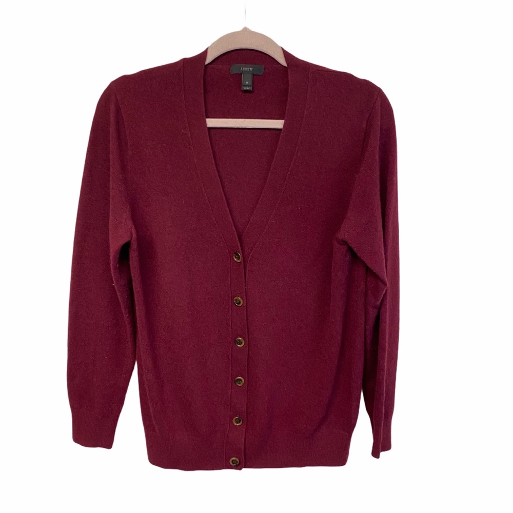 Reserve JCrew MaroonWool Cashmere Cardigan Sweater